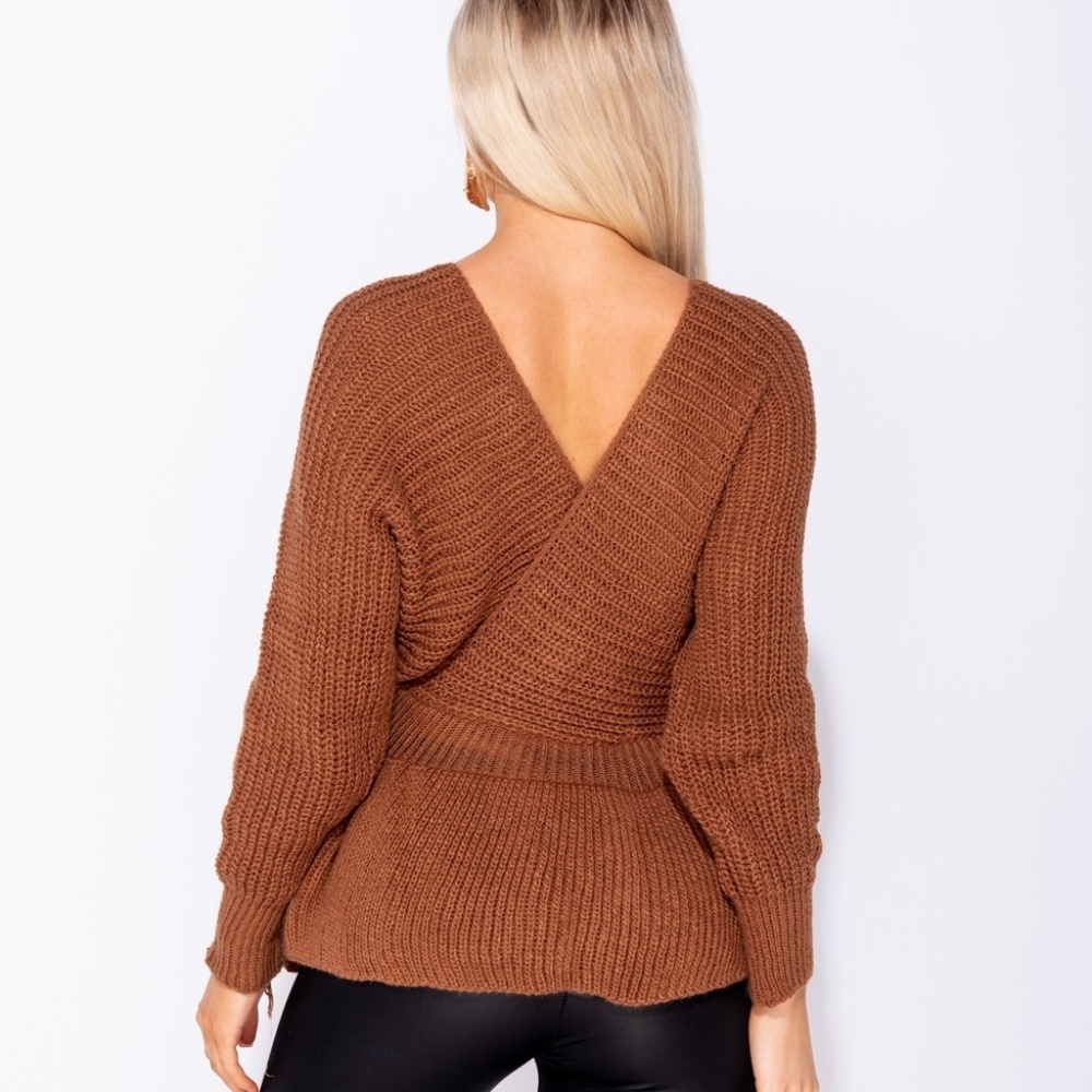 Gwynn Cross My Heart Rust Wrap Front Sweater - Picture 3 of 8